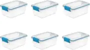 Sterilite 7.5 Qt. Large Plastic Stackable Storage Bin w/Clear Latch Lid (6 Pack)