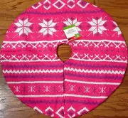 New Knit Mini Christmas Tree/Small Xmas Holiday Tree Skirt PINK Lined 18 " Dia