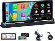 Apple Carplay Screen for Car Unique Bracket 10" IPS Wireless Car Play & Android Auto Screen w Navigation Mirror Link Videos Bluetooth/FM/AUX Music Play Googel/Siri Voice Control
