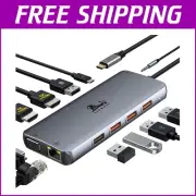 11-in-1 USB C Docking Station for Dual Monitors - 4K HDMI & Gigabit Ethernet