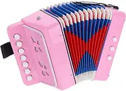 uxcell Accordion 10 Keys Button Accordion Mini Musical Instrument Gifts for Adults Beginners Educational, Light Pink