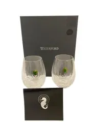 Set Of 2 Pcs Waterford Clear Crystal Lismore Nouveau Red Wine Deep Glasses NIB
