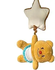 Stroller Seat Bell for Baby | Plush Pendant Bell Butter Bear Carseat Rattle | Activity Music Box Chime Sensory Toy for Birthday