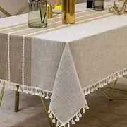 Deep Dream Tablecloths, Waterproof Table Cloth, Linens Wrinkle Free Anti-Fading, Rustic Table Cover Decoration for Kitchen Dinning Christmas(Rectangle/Oblong, 55''x140'',12-14 Seats, Light Coffee)