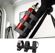Hoolcar Roll Bar Fire Extinguisher Holder 2.5-3LB Adjustable Extinguisher Strap Mount for 1965-2021 Jeep Wrangler TJ CJ YJ JK JKU JL JLU JT, Black, 1PC