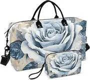 [YXYZRMY] Blue Rose Art Travel Duffel Bag Gym Bag Sports Tote Bag with Multiple Interior Pockets Shoulder Weekender Bag for Women Men with Toiletry Bag 20.5”x 7.9”x 13.8”, Multi-Colored, one size