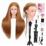 Mannequin Head with 80% Human Hair & Adjustable Manikin Head Tripod - 28"