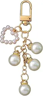 [ZYALTFDC] Gold Heart Pearl Keychain for Women's Car Keys, Handbags, Backpacks