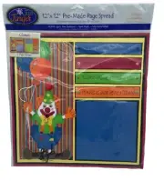 Just Jinger Clown Scrapbooking 12” X 12” Pre-made 2-Page Spread New!!