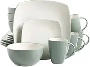 Gibson 100142.16RM Soho Lounge 16-Piece Square Reactive Glaze Dinnerware Set, Celadon