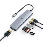 6-In-1 USB C Hub Docking Station Type C to HDMI Adapter for Macbook iPhone iPad