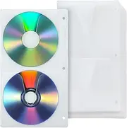 36 Pieces 4 Dise DVD Poly Sleeves 3 Rings CD Sleeves Binder Pages 144 Disc Capacity for Binders Only