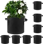 jecengs 8-Packs 7 Gallon Non-Woven Thickened Plant Grow Bag, High-Intensity Transplanting Seedling Pot with Handle Black