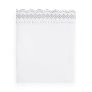 Sky Scalloped Embroidered Flat Sheet, Full, White