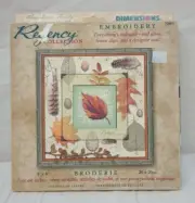 NOS 2001 Embroidery Festival Of Leaves Kit Craft DIY Glass Frame Mat Set Learn