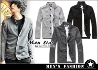 在飛比找Yahoo!奇摩拍賣優惠-【Men Star】免運費 韓版立領中山外套 黑色高領外套 