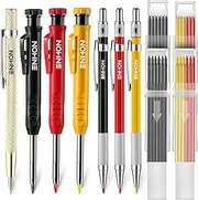 Enhon 6 Pack Carpenter Pencil with Sharpener, Mechanical Carpenter Pencils with 36 Refills, Heavy Duty Construction Pencil Woodworking Tools for Architect Marking