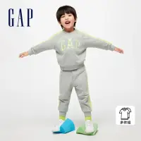 在飛比找momo購物網優惠-【GAP】幼童裝 Logo圓領長袖長褲家居套裝-淺灰色(89