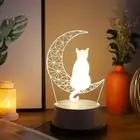 Acrylic Moon Cat Figure Nightlight Creative Table Lamp Sleep Lights Home