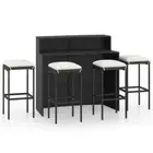 5-Piece Outdoor Bar Set Garden Patio Dining Bistro Stools Chairs Table Rattan
