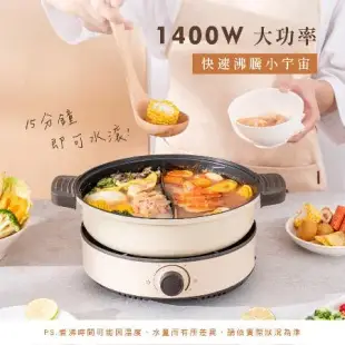 KINYO 3L 多功能鴛鴦電火鍋 (BP-080) 電烤盤 煎烤盤 快煮鍋 電湯鍋 不沾鍋