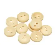 10pcs Wooden Sewing Button 12.5mm 2 Holes Round Craft Buttons, Natural Wood