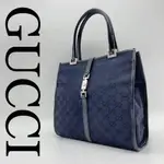 GUCCI 古馳 托特包 NEW JACKIE 賈姬包 GG CANVAS 帆布 黑色 日本直送 二手