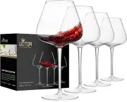 Red Wine Glasses Set of 4, 25 Oz Large Burgundy Wine Glasses with Long Stem, Han