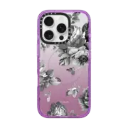 iPhone 16 Pro Impact Case MagSafe Compatible Black Floral Amour iPhone 7 Monochrome Flowers