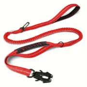 Dual Tactical Big Dog Leash Lead Handles Nylon Bungee Heavy Duty Training Buckle