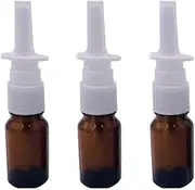 3PCS 5ml Empty Refill Portable Amber Glass Nasal Spray Bottle Travel Sample Packing Aromatherapy Perfume Jar Por Container For Nasal Spray Saline Water Applications (Dark Brown, One size)