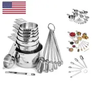 Stainless Steel Measuring Cups and Spoons Set 15 Piece Set