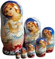 Matryoshka Russian Matryoshka 7 Pcs Hand-Painted Wooden Russian Nesting Dolls Craft Creative Birthday Souvenir The Perfect Blessing Gift