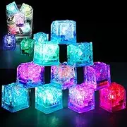 Light Up Multicolor Glow in The Dark Ice Cubes for Drinks - Waterproof Glowing Flashing Ice Cube for Club Bar Party Bath Time Decor (24 Pcs)