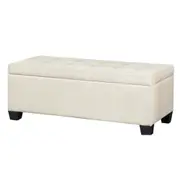 Tommie Fabric Storage Ottoman Beige
