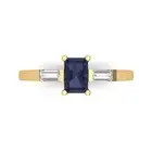 0.8 ct Emerald Cut Sapphire Gemstone Three-Stone Promise Ring Yellow Gold