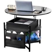 Lift Top Coffee Table 35.3" Round Coffee Table for Living Room Black