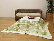 Country Style Kotatsu Thin Futon Country (Frame), Green, 74.8 x 74.8 inches (190 x 190 cm)