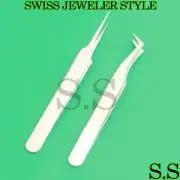 2 ASSORTED SWISS JEWELER STYLE WATCH REPAIR TOOLS FORCEPS #6 #4 TWEEZERS
