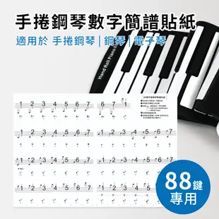 88鍵手捲鋼琴數字簡譜貼紙 適用於88鍵手捲鋼琴 電子琴 電鋼琴 鋼琴