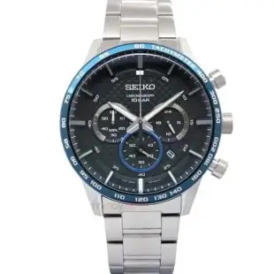 SEIKO 精工 SSB357P1手錶 湛藍 防水10BAR 三眼計時 日期 鋼帶 男錶