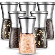 Set of 6 Salt and Pepper Grinder Stainless Steel Sea Salt Grinder Ceramic Sal...