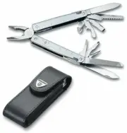 Victorinox SwissTool Swiss Army Knife with Leather Pouch - Stainless Steel