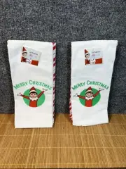 2-Elf On The Shelf 2 Pack Kitchen Tea Towels Striped 16” x 28” Christmas Holiday