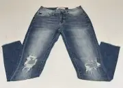 Kancan CassandraMid Rise Skinny Jeans Distressed Women’s Tag 7/27 Meas 27x28 NWT
