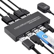 2 Port Displayport KVM Switch 4K@60Hz, 2 Way DP USB Switch for 2 Computer Share