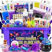 Slime Kit for Girls, Galaxy Slime Making Kit with Magic Sticker,Making Butter Slimes Dark Powder to Make Glitter & Galactic Slimes Stress Relief Toys Fun Gifts Toys for 3-12 Year Olds Girls Boys Kids