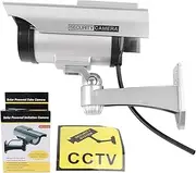 Fake Surveillance Camera Solar Powered Dummy Security Camera with LED Flashing Light High Simulation Anti Theft Function for Home Business Office Security ABS Material Warning