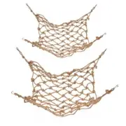 Bird Rope Ladder Hemp Rope Net Parrot Hanging Hammock for Cage with 4 Hooks