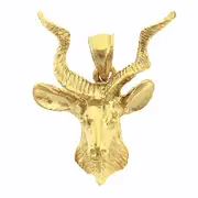 14K Gold Antelope Stag Head Pendant